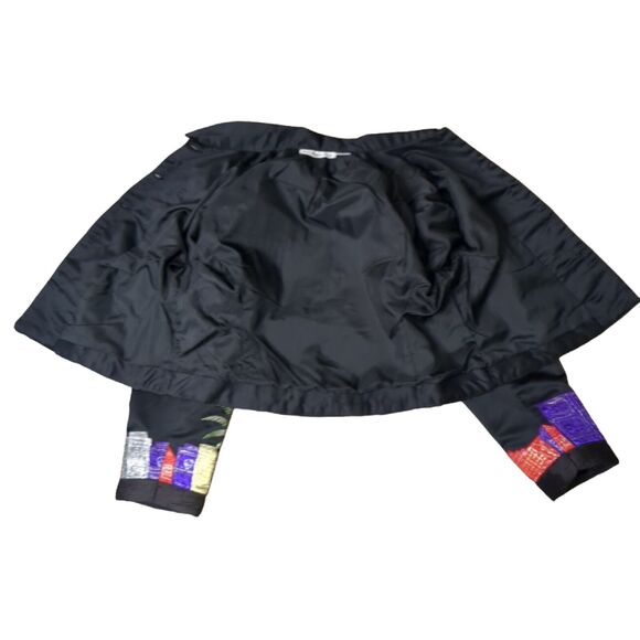 Vintage Tunique Women's Jacket Satin Embroidered Palm Trees Black Size XL - Picture 6 of 6